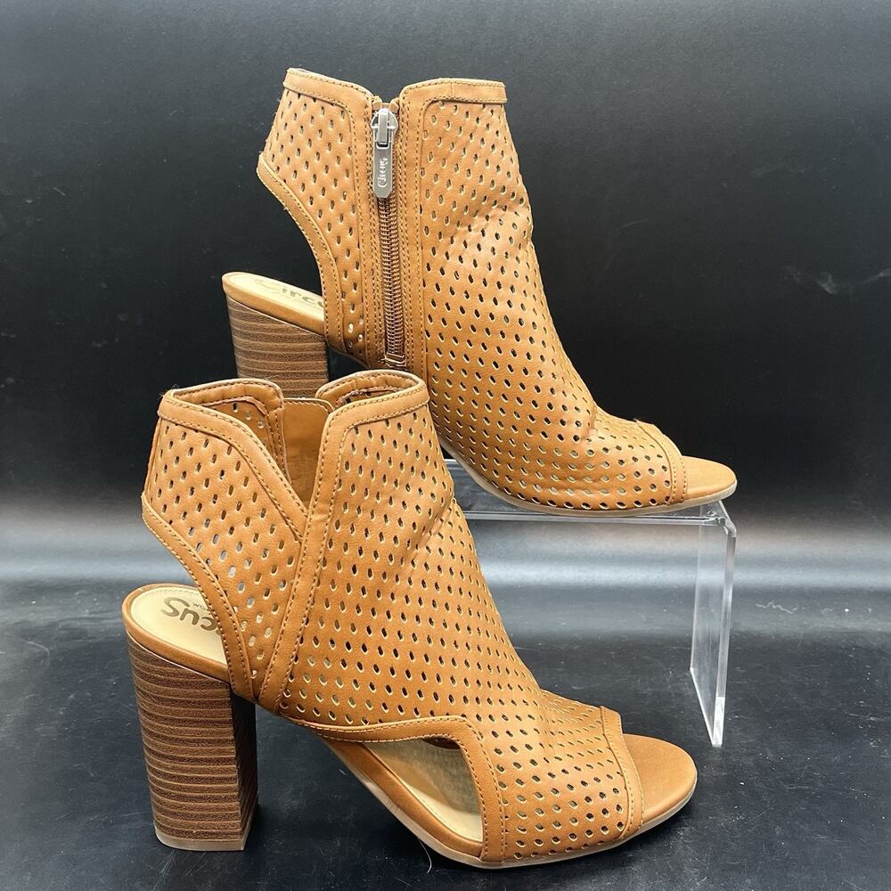 Circus Sam Edelman Emerson peep toe ankle bootie womens size 8.5 brown leather